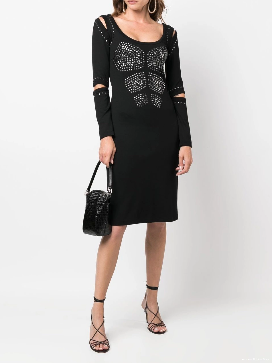 Affordable fitted 2010 studded dress Women Versace cut-out 0823